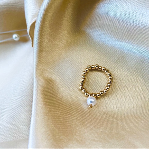 Lagom Studio Jewelry - Faux Pearl Golden Buds Ring